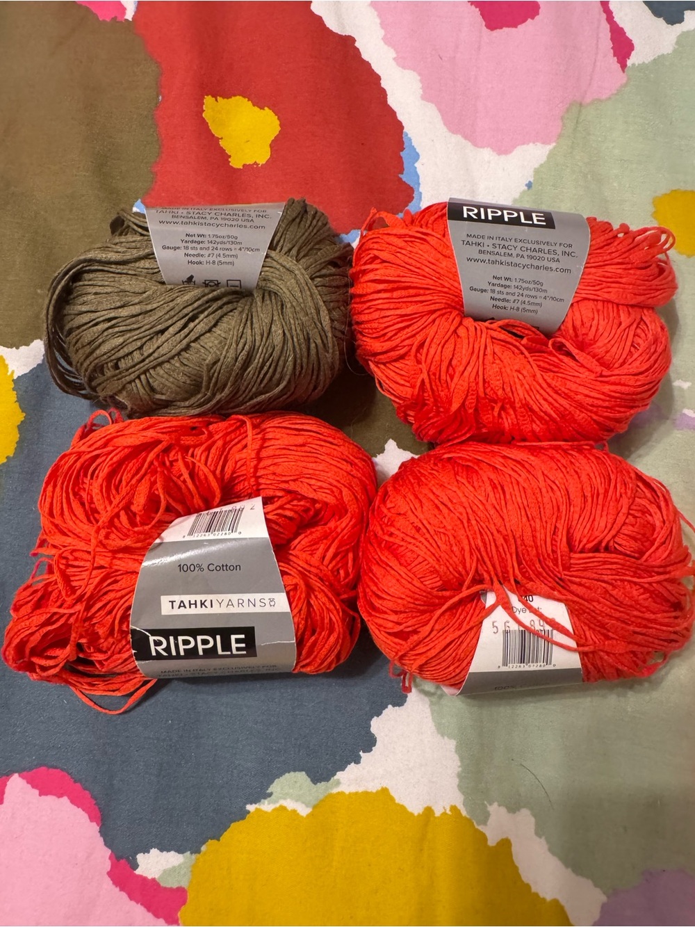 Tahki Yarns Ripple Cotton in Orange/Green Yarn Lot